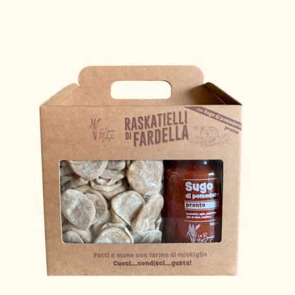 RASKATIELLI DI FARDELLA - Con sugo di pomodoro e peperoni pronto